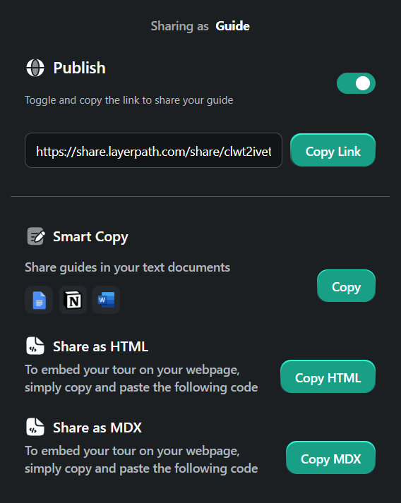 Sharing Options