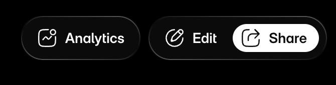 Analytics, Edit, and Share controls available on the completed project